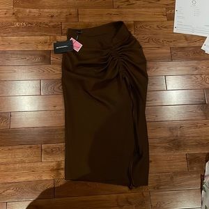 PLT split hem assymetrical midi skirt